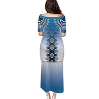 New Zealand Puletasi Poutama Mix Blue Taniko Inspired Art LT05 - Polynesian Pride
