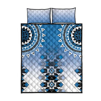 New Zealand Quilt Bed Set Poutama Mix Blue Taniko Inspired Art LT05