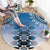 New Zealand Round Carpet Poutama Mix Blue Taniko Inspired Art LT05