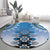 New Zealand Round Carpet Poutama Mix Blue Taniko Inspired Art LT05