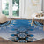 New Zealand Round Carpet Poutama Mix Blue Taniko Inspired Art LT05