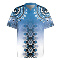 New Zealand Rugby Jersey Poutama Mix Blue Taniko Inspired Art LT05 Blue - Polynesian Pride