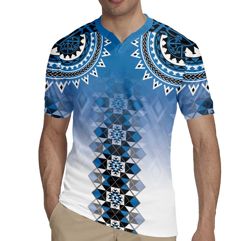 New Zealand Rugby Jersey Poutama Mix Blue Taniko Inspired Art LT05 - Polynesian Pride