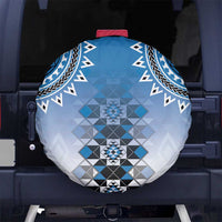 New Zealand Spare Tire Cover Poutama Mix Blue Taniko Inspired Art LT05 - Polynesian Pride