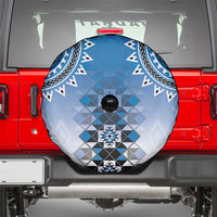 New Zealand Spare Tire Cover Poutama Mix Blue Taniko Inspired Art LT05 - Polynesian Pride