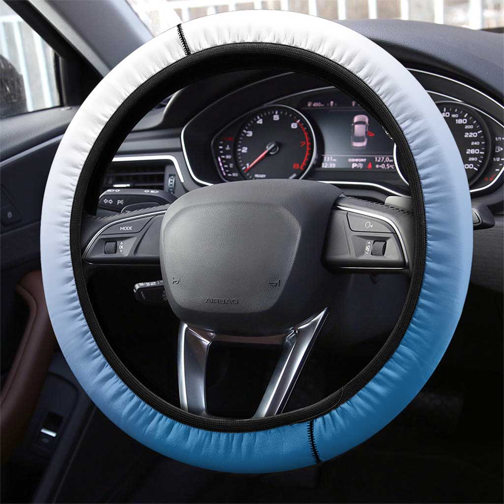 New Zealand Steering Wheel Cover Poutama Mix Blue Taniko Inspired Art LT05 - Polynesian Pride