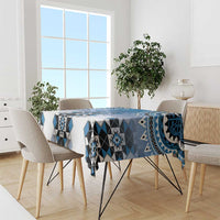 New Zealand Tablecloth Poutama Mix Blue Taniko Inspired Art LT05 - Polynesian Pride