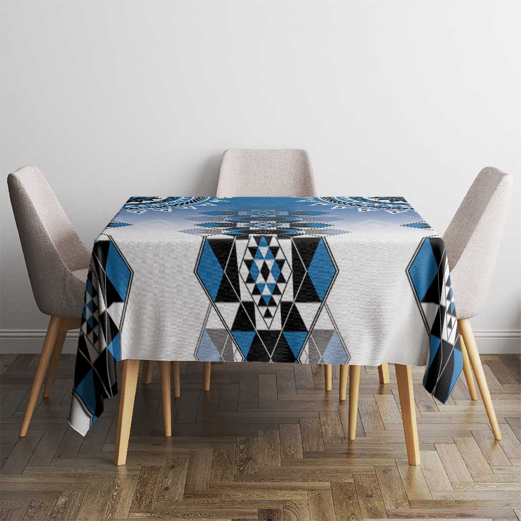 New Zealand Tablecloth Poutama Mix Blue Taniko Inspired Art LT05 - Polynesian Pride
