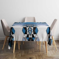 New Zealand Tablecloth Poutama Mix Blue Taniko Inspired Art LT05 - Polynesian Pride