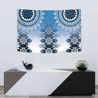 New Zealand Tapestry Poutama Mix Blue Taniko Inspired Art LT05