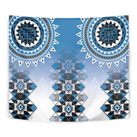 New Zealand Tapestry Poutama Mix Blue Taniko Inspired Art LT05