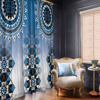 New Zealand Window Curtain Poutama Mix Blue Taniko Inspired Art LT05 - Polynesian Pride