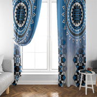 New Zealand Window Curtain Poutama Mix Blue Taniko Inspired Art LT05 - Polynesian Pride
