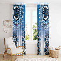 New Zealand Window Curtain Poutama Mix Blue Taniko Inspired Art LT05 - Polynesian Pride