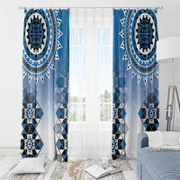 New Zealand Window Curtain Poutama Mix Blue Taniko Inspired Art LT05 - Polynesian Pride