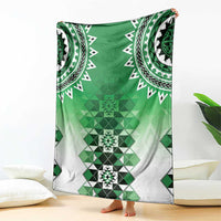 New Zealand Blanket Poutama Mix Green Taniko Inspired Art LT05 - Polynesian Pride
