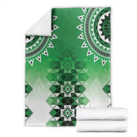 New Zealand Blanket Poutama Mix Green Taniko Inspired Art LT05 - Polynesian Pride