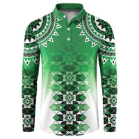 New Zealand Button Sweatshirt Poutama Mix Green Taniko Inspired Art LT05 Green - Polynesian Pride