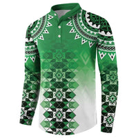 New Zealand Button Sweatshirt Poutama Mix Green Taniko Inspired Art LT05 - Polynesian Pride