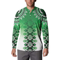 New Zealand Button Sweatshirt Poutama Mix Green Taniko Inspired Art LT05 - Polynesian Pride