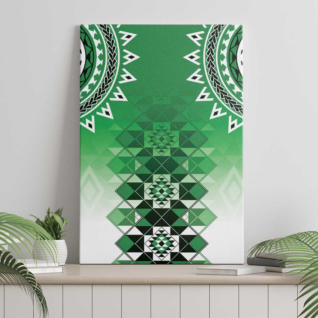 New Zealand Canvas Wall Art Poutama Mix Green Taniko Inspired Art LT05 - Polynesian Pride
