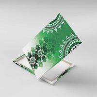 New Zealand Canvas Wall Art Poutama Mix Green Taniko Inspired Art LT05 With Frame Green - Polynesian Pride