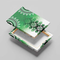 New Zealand Canvas Wall Art Poutama Mix Green Taniko Inspired Art LT05 - Polynesian Pride