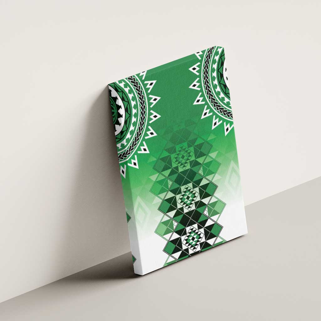 New Zealand Canvas Wall Art Poutama Mix Green Taniko Inspired Art LT05 - Polynesian Pride