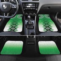 New Zealand Car Mats Poutama Mix Green Taniko Inspired Art LT05 Set 4pcs Green - Polynesian Pride