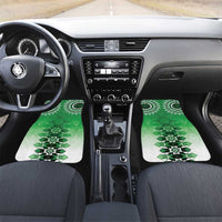 New Zealand Car Mats Poutama Mix Green Taniko Inspired Art LT05 Set 2pcs - Front Green - Polynesian Pride