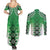 New Zealand Couples Matching Summer Maxi Dress and Long Sleeve Button Shirt Poutama Mix Green Taniko Inspired Art LT05