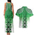 New Zealand Couples Matching Tank Maxi Dress and Hawaiian Shirt Poutama Mix Green Taniko Inspired Art LT05