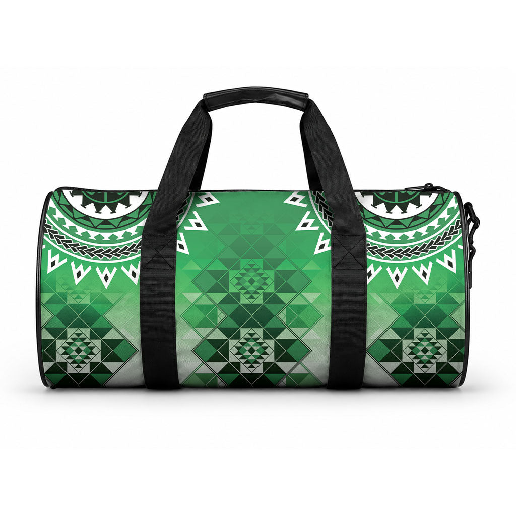 New Zealand Duffle Bag Poutama Mix Green Taniko Inspired Art LT05 One size Green - Polynesian Pride
