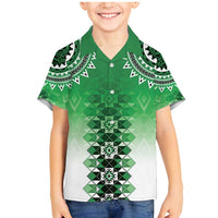 New Zealand Family Matching Mermaid Dress and Hawaiian Shirt Poutama Mix Green Taniko Inspired Art LT05