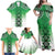 New Zealand Family Matching Off Shoulder Maxi Dress and Hawaiian Shirt Poutama Mix Green Taniko Inspired Art LT05