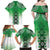 New Zealand Family Matching Off Shoulder Maxi Dress and Hawaiian Shirt Poutama Mix Green Taniko Inspired Art LT05