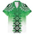New Zealand Family Matching Off Shoulder Short Dress and Hawaiian Shirt Poutama Mix Green Taniko Inspired Art LT05