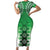 New Zealand Family Matching Short Sleeve Bodycon Dress and Hawaiian Shirt Poutama Mix Green Taniko Inspired Art LT05