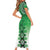 New Zealand Family Matching Short Sleeve Bodycon Dress and Hawaiian Shirt Poutama Mix Green Taniko Inspired Art LT05