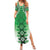 New Zealand Family Matching Summer Maxi Dress and Hawaiian Shirt Poutama Mix Green Taniko Inspired Art LT05