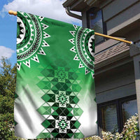 New Zealand Garden Flag Poutama Mix Green Taniko Inspired Art LT05 - Polynesian Pride