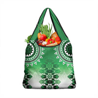 New Zealand Grocery Bag Poutama Mix Green Taniko Inspired Art LT05 1-pack One Size Green - Polynesian Pride