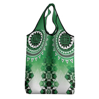 New Zealand Grocery Bag Poutama Mix Green Taniko Inspired Art LT05 - Polynesian Pride