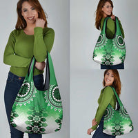 New Zealand Grocery Bag Poutama Mix Green Taniko Inspired Art LT05 - Polynesian Pride