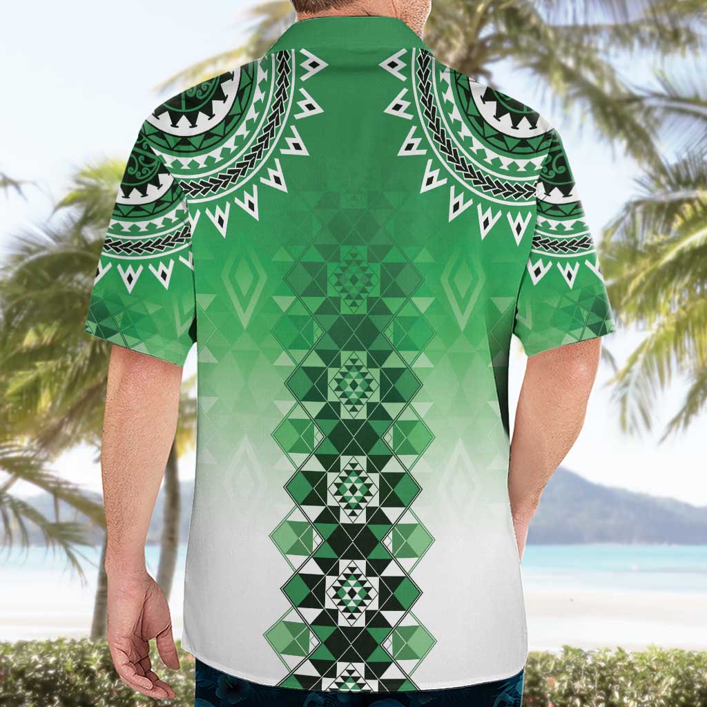 New Zealand Hawaiian Shirt Poutama Mix Green Taniko Inspired Art LT05 - Polynesian Pride