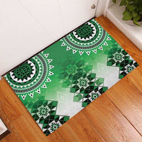 New Zealand Rubber Doormat Poutama Mix Green Taniko Inspired Art LT05 - Polynesian Pride