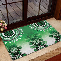 New Zealand Rubber Doormat Poutama Mix Green Taniko Inspired Art LT05 - Polynesian Pride