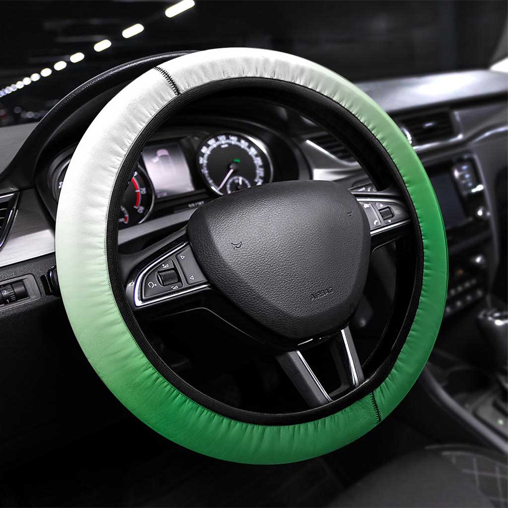 New Zealand Steering Wheel Cover Poutama Mix Green Taniko Inspired Art LT05 Universal Fit Green - Polynesian Pride