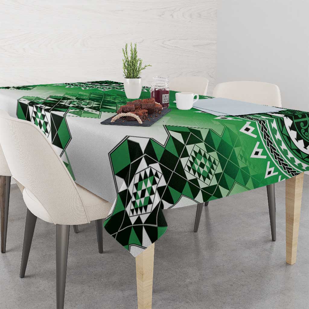 New Zealand Tablecloth Poutama Mix Green Taniko Inspired Art LT05 - Polynesian Pride