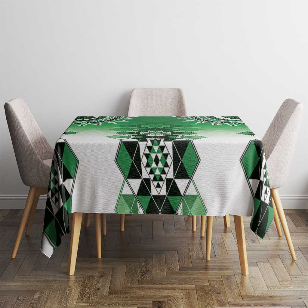 New Zealand Tablecloth Poutama Mix Green Taniko Inspired Art LT05 - Polynesian Pride